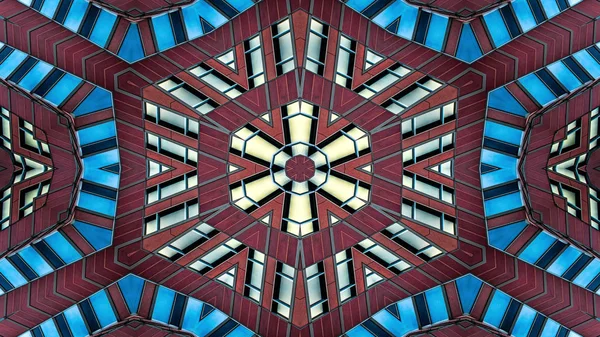 Abstract Colorful Hypnotic Symmetric Pattern Ornamental Decorative Kaleidoscope Movement Geometric — Stock Photo, Image