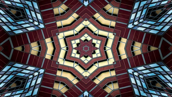 Abstraktní Barevný Hypnotický Symetrický Vzor Ornamentální Dekorativní Kaleidoskop Pohyb Geometrický — Stock fotografie