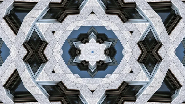 Elvont Színes Hipnotikus Szimmetrikus Minta Díszítő Kaleidoszkóp Mozgás Geometriai Kör — Stock Fotó