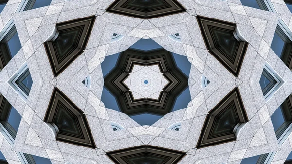 Elvont Színes Hipnotikus Szimmetrikus Minta Díszítő Kaleidoszkóp Mozgás Geometriai Kör — Stock Fotó