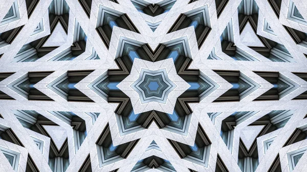 抽象的なカラフルな催眠対称パターン装飾的な万華鏡の動き幾何学的な円と星の形 — ストック写真