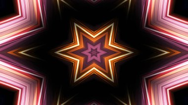 soyut renkli hipnotik simetrik desen süslemeli kaleydoskop hareketi geometrik çember ve yıldız şekilleri