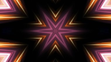 soyut renkli hipnotik simetrik desen süslemeli kaleydoskop hareketi geometrik çember ve yıldız şekilleri