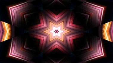 Abstract Colorful Hypnotic  Symmetric Pattern Ornamental Decorative Kaleidoscope Movement Geometric Circle and Star Shapes