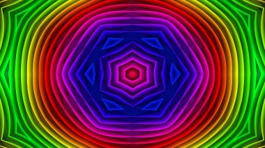 soyut renkli hipnotik simetrik desen süslemeli kaleydoskop hareketi geometrik çember ve yıldız şekilleri