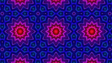 soyut renkli hipnotik simetrik desen süslemeli kaleydoskop hareketi geometrik çember ve yıldız şekilleri