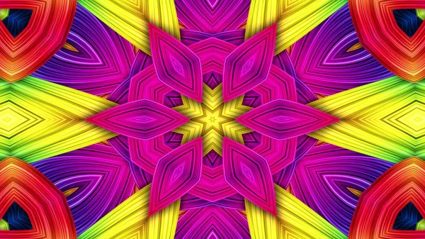 Abstrakte Bunte Hypnotische Symmetrische Muster Ornamentale Dekorative Kaleidoskop Bewegung Geometrischer — Stockfoto