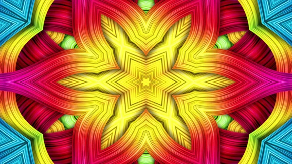 Abstract Colorful Hypnotic Symmetric Pattern Ornamental Decorative Kaleidoscope Movement Geometric — Stock Photo, Image