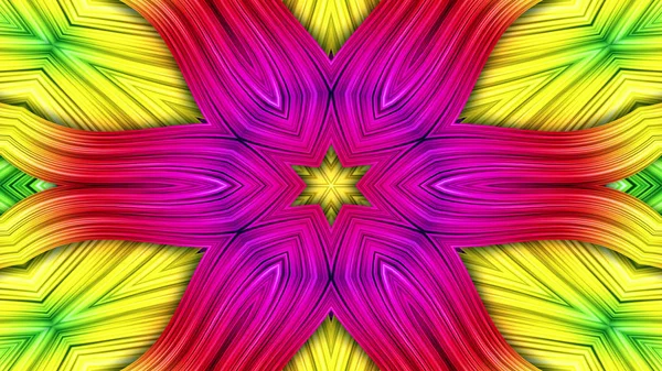 Abstrakcyjny Kolorowy Hipnotyzujący Symetryczny Wzór Dekoracyjny Ruch Kalejdoskopu Geometryczny Okrąg — Zdjęcie stockowe