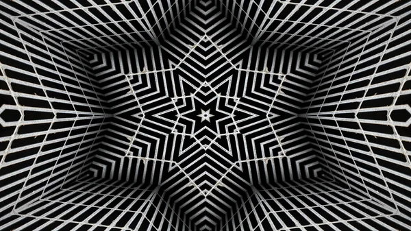 抽象的なカラフルな催眠対称パターン装飾的な万華鏡の動き幾何学的な円と星の形 — ストック写真