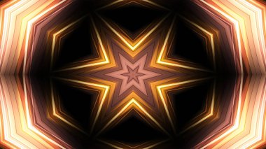 soyut renkli hipnotik simetrik desen süslemeli kaleydoskop hareketi geometrik çember ve yıldız şekilleri