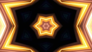 soyut renkli hipnotik simetrik desen süslemeli kaleydoskop hareketi geometrik çember ve yıldız şekilleri