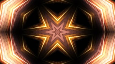 soyut renkli hipnotik simetrik desen süslemeli kaleydoskop hareketi geometrik çember ve yıldız şekilleri