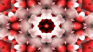 Soyut renkli aşk kalp ve tutku renkler kavramı simetrik desen süs dekoratif Kaleidoscope hareketi geometrik daire ve yıldız şekiller