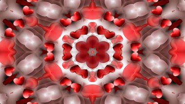 Soyut renkli aşk kalp ve tutku renkler kavramı simetrik desen süs dekoratif Kaleidoscope hareketi geometrik daire ve yıldız şekiller