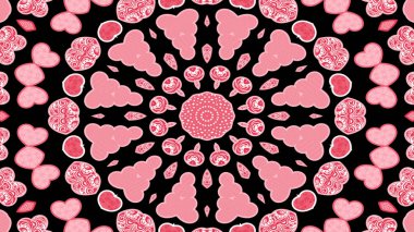 Soyut renkli aşk kalp ve tutku renkler kavramı simetrik desen süs dekoratif Kaleidoscope hareketi geometrik daire ve yıldız şekiller