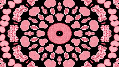 Soyut renkli aşk kalp ve tutku renkler kavramı simetrik desen süs dekoratif Kaleidoscope hareketi geometrik daire ve yıldız şekiller