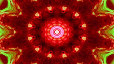 Soyut renkli parlak ve hipnotik kavram simetrik desen süs dekoratif Kaleidoscope hareketi geometrik daire ve yıldız şekli