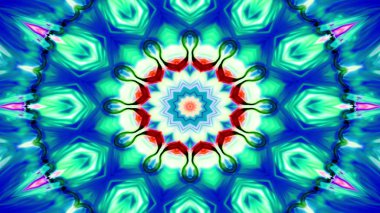 Soyut renkli parlak ve hipnotik kavram simetrik desen süs dekoratif Kaleidoscope hareketi geometrik daire ve yıldız şekli