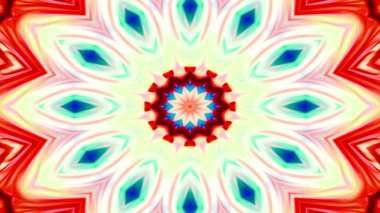 Soyut renkli parlak ve hipnotik kavram simetrik desen süs dekoratif Kaleidoscope hareketi geometrik daire ve yıldız şekli