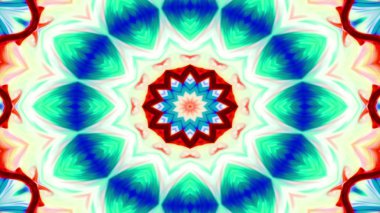 Soyut renkli parlak ve hipnotik kavram simetrik desen süs dekoratif Kaleidoscope hareketi geometrik daire ve yıldız şekli