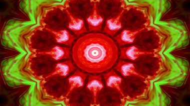 Soyut renkli parlak ve hipnotik kavram simetrik desen süs dekoratif Kaleidoscope hareketi geometrik daire ve yıldız şekli