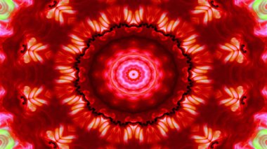Soyut renkli parlak ve hipnotik kavram simetrik desen süs dekoratif Kaleidoscope hareketi geometrik daire ve yıldız şekli