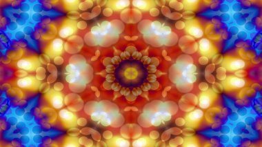 Soyut renkli parlak ve hipnotik kavram simetrik desen süs dekoratif Kaleidoscope hareketi geometrik daire ve yıldız şekli