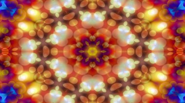 Soyut renkli parlak ve hipnotik kavram simetrik desen süs dekoratif Kaleidoscope hareketi geometrik daire ve yıldız şekli