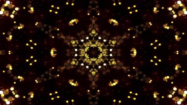 Soyut renkli parlak ve hipnotik kavram simetrik desen süs dekoratif Kaleidoscope hareketi geometrik daire ve yıldız şekli
