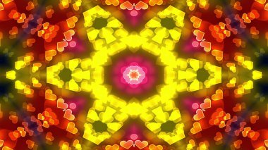 Soyut renkli parlak ve hipnotik kavram simetrik desen süs dekoratif Kaleidoscope hareketi geometrik daire ve yıldız şekli