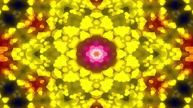 Soyut renkli parlak ve hipnotik kavram simetrik desen süs dekoratif Kaleidoscope hareketi geometrik daire ve yıldız şekli