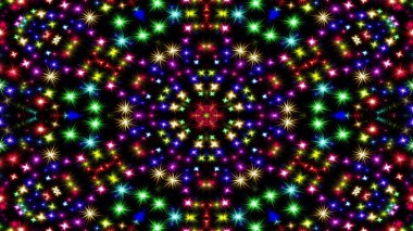Soyut renkli parlak ve hipnotik kavram simetrik desen süs dekoratif Kaleidoscope hareketi geometrik daire ve yıldız şekli