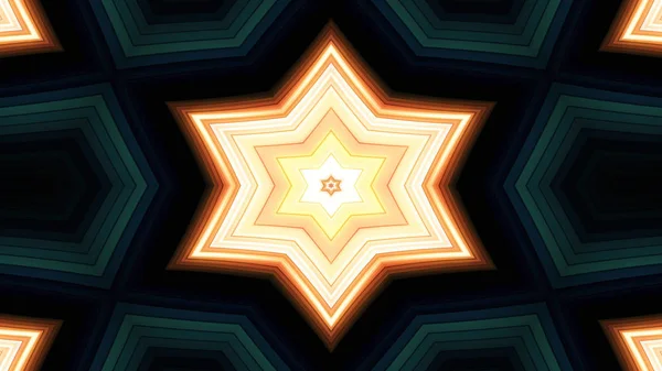 抽象多彩的催眠对称图案装饰万花筒运动几何图形和星形 — 图库照片