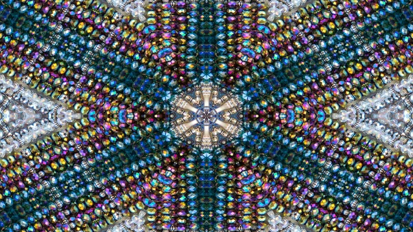 Abstraktní Barevný Hypnotický Symetrický Vzor Ornamentální Dekorativní Kaleidoskop Pohyb Geometrický — Stock fotografie