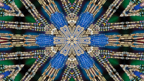 Abstract Colorful Hypnotic Symmetric Pattern Ornamental Decorative Kaleidoscope Movement Geometric — Stock Photo, Image