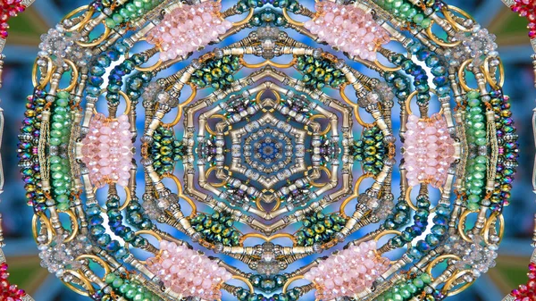 Abstraktní Barevný Hypnotický Symetrický Vzor Ornamentální Dekorativní Kaleidoskop Pohyb Geometrický — Stock fotografie