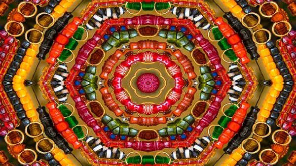 Abstrakte Bunte Hypnotische Symmetrische Muster Ornamentale Dekorative Kaleidoskop Bewegung Geometrischer — Stockfoto