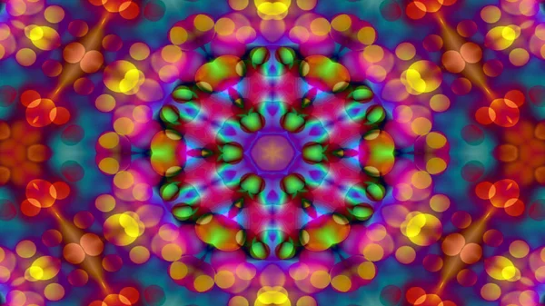 Streszczenie Kolorowy Koncepcja Błyszczący Hipnotyczne Symetryczny Wzór Kalejdoskop Ozdobny Ozdobnych — Zdjęcie stockowe
