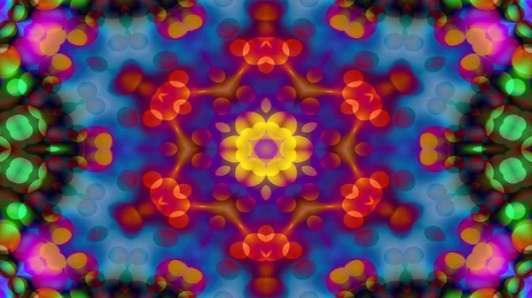 Abstraktní Barevné Lesklé Hypnotické Pojetí Symetrický Vzor Okrasné Dekorativní Kaleidoskop — Stock fotografie