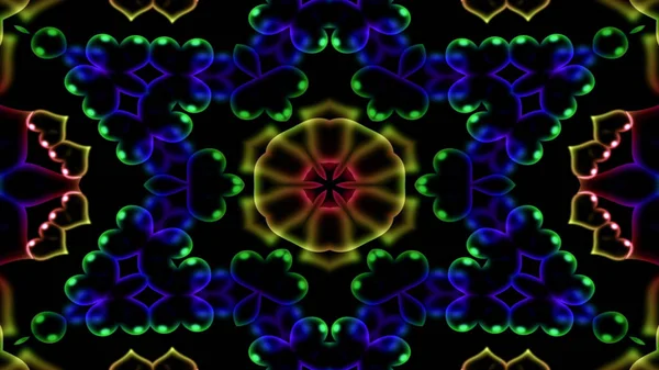 Abstract Colorful Shiny Hypnotic Concept Symmetric Pattern Ornamental Decorative Kaleidoscope — Stock Photo, Image