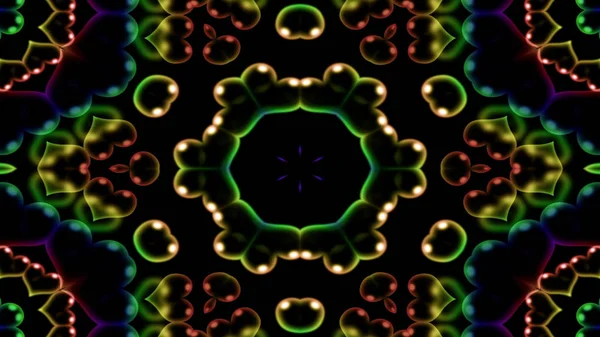 Αφηρημένη Έννοια Πολύχρωμο Λαμπερό Και Υπνωτικό Συμμετρικό Μοτίβο Διακοσμητικά Διακοσμητικά — Φωτογραφία Αρχείου