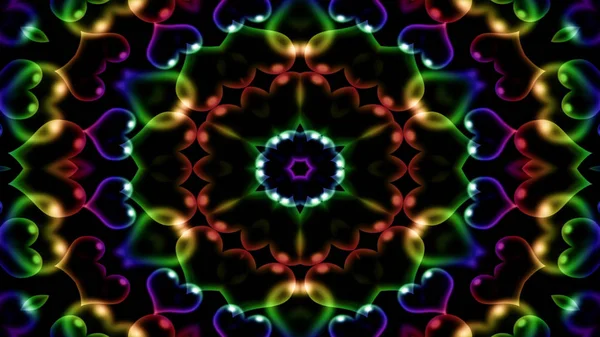 Abstraktní Barevné Lesklé Hypnotické Pojetí Symetrický Vzor Okrasné Dekorativní Kaleidoskop — Stock fotografie