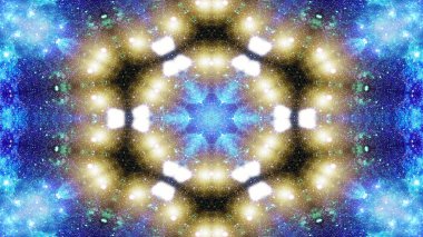 Soyut renkli parlak ve hipnotik kavram simetrik desen süs dekoratif Kaleidoscope hareketi geometrik daire ve yıldız şekli