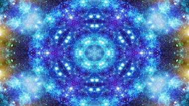 Soyut renkli parlak ve hipnotik kavram simetrik desen süs dekoratif Kaleidoscope hareketi geometrik daire ve yıldız şekli