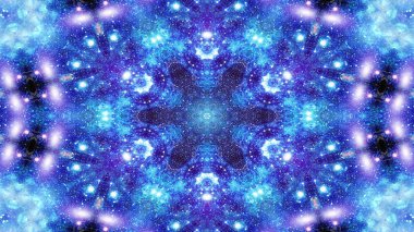 Soyut renkli parlak ve hipnotik kavram simetrik desen süs dekoratif Kaleidoscope hareketi geometrik daire ve yıldız şekli