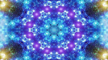 Soyut renkli parlak ve hipnotik kavram simetrik desen süs dekoratif Kaleidoscope hareketi geometrik daire ve yıldız şekli