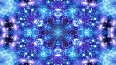 Soyut renkli parlak ve hipnotik kavram simetrik desen süs dekoratif Kaleidoscope hareketi geometrik daire ve yıldız şekli