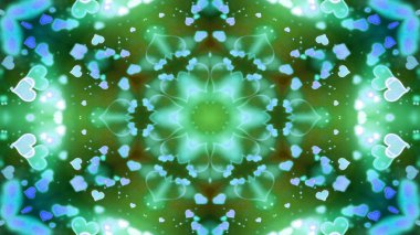 Soyut renkli parlak ve hipnotik kavram simetrik desen süs dekoratif Kaleidoscope hareketi geometrik daire ve yıldız şekli