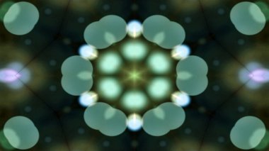 Soyut renkli parlak ve hipnotik kavram simetrik desen süs dekoratif Kaleidoscope hareketi geometrik daire ve yıldız şekli